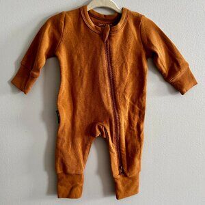 Little Bipsy 2-Way Zip Long Sleeve Romper in Caramel NWT 0-3M